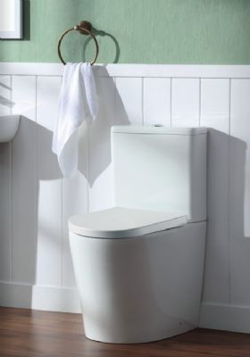 TAILORED FERRARA PLUS RIMLESS SHORT PROJECTION COMFORT HEIGHT FULL BACK TO WALL CLOSE COUPLED 'D' SHAPED WC with SOFT CLOSE SEAT, 6014 (TB) TAILORED FERRARA PLUS RIMLESS SHORT PROJECTION COMFORT HEIGHT FULL BACK TO WALL CLOSE COUPLED 'D' SHAPED WC with SOFT CLOSE SEAT, 6014 (TB)
